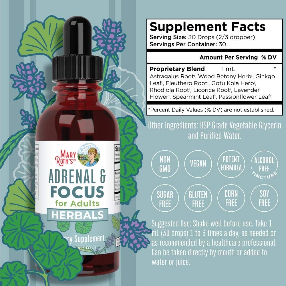 MaryRuth Organics Probiotic & Adrenal Health Bundle for Women, Men, and Kids - Digestive & Gut Health, Cortisol Balance, Stress Relief, Focus Nootropic Support - 2-Pack Supplement