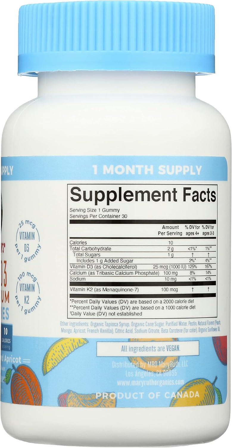 MaryRuth Organics Vitamin K2 & D3 + Calcium Gummies - 30 CT - Mary Ruth's Formula