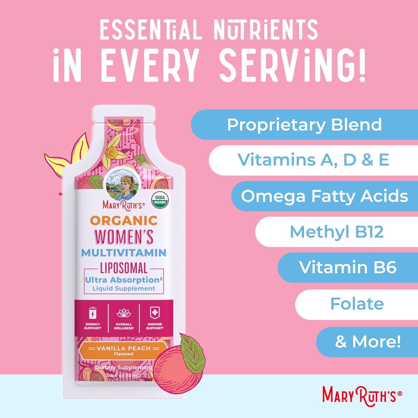 MaryRuth Organics Women's Immune Support Multivitamin with Ashwagandha - Liquid, Sugar Free, Vegan, Non-GMO - 14 Servings
