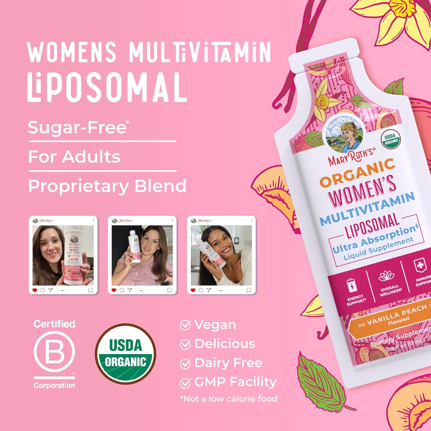 MaryRuth Organics Women's Immune Support Multivitamin with Ashwagandha - Liquid, Sugar Free, Vegan, Non-GMO - 14 Servings
