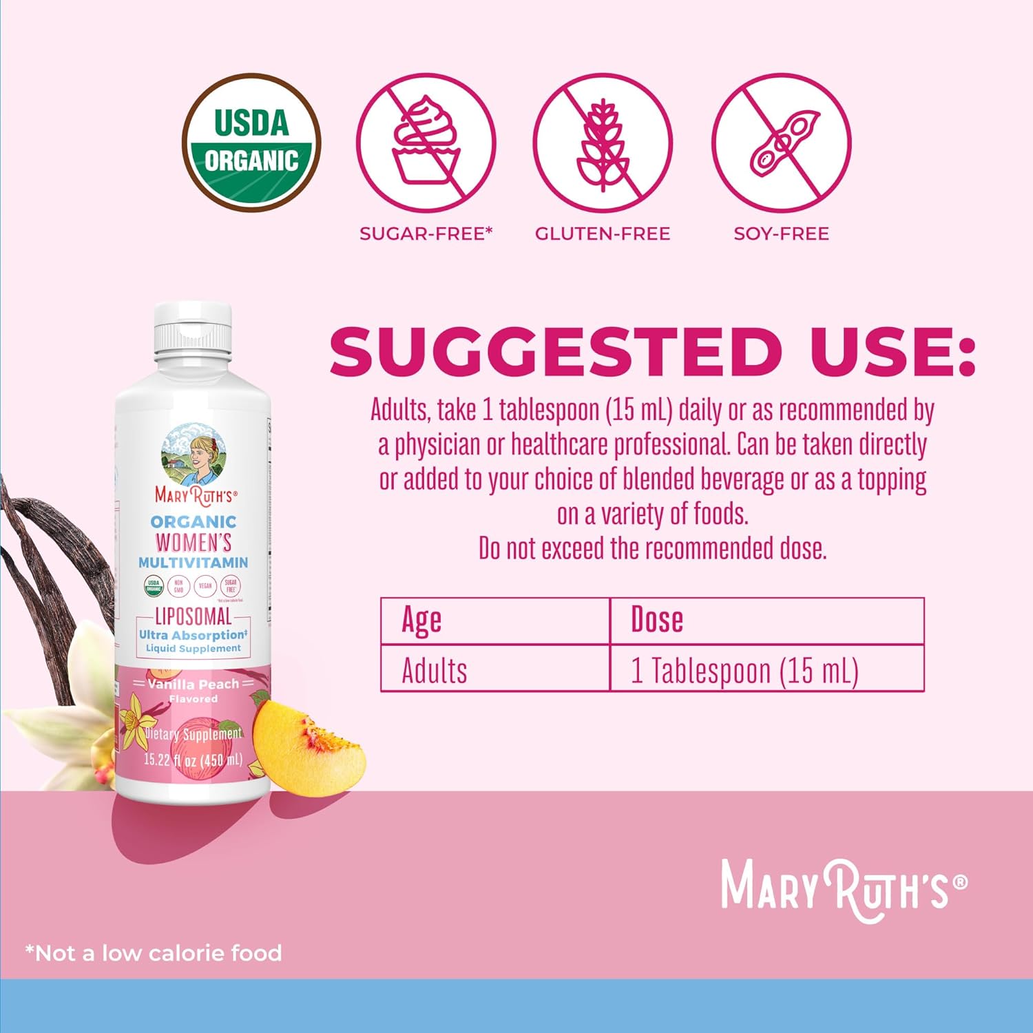 MaryRuth Organics Women's Liquid Multivitamin with Ashwagandha and Methylfolate - Immune Support, Organic, Vegan, Non-GMO - 15.22 Fl Oz