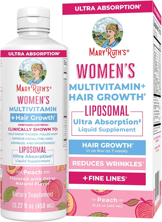 MaryRuth Organics Women's Multivitamin for Hair Growth, Skin Care & Anti-Aging - Liposomal Biotin, Vitamin D, B Complex - Clinically Tested, 15 Fl Oz