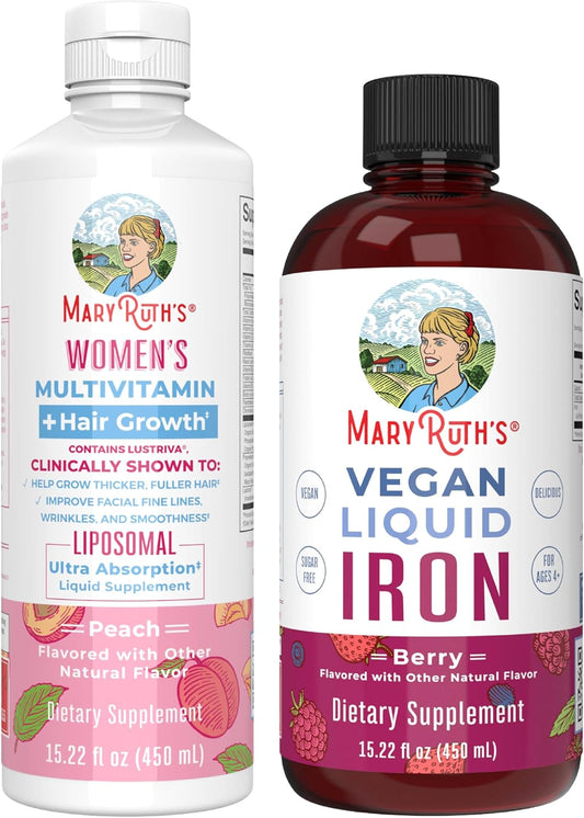 MaryRuth's Women's Multivitamin with Hair Growth Liposomal & Iron Liquid - Clean Label Project Verified - Beauty, Immunity, Health - Vegan, Non-GMO, Gluten-Free
