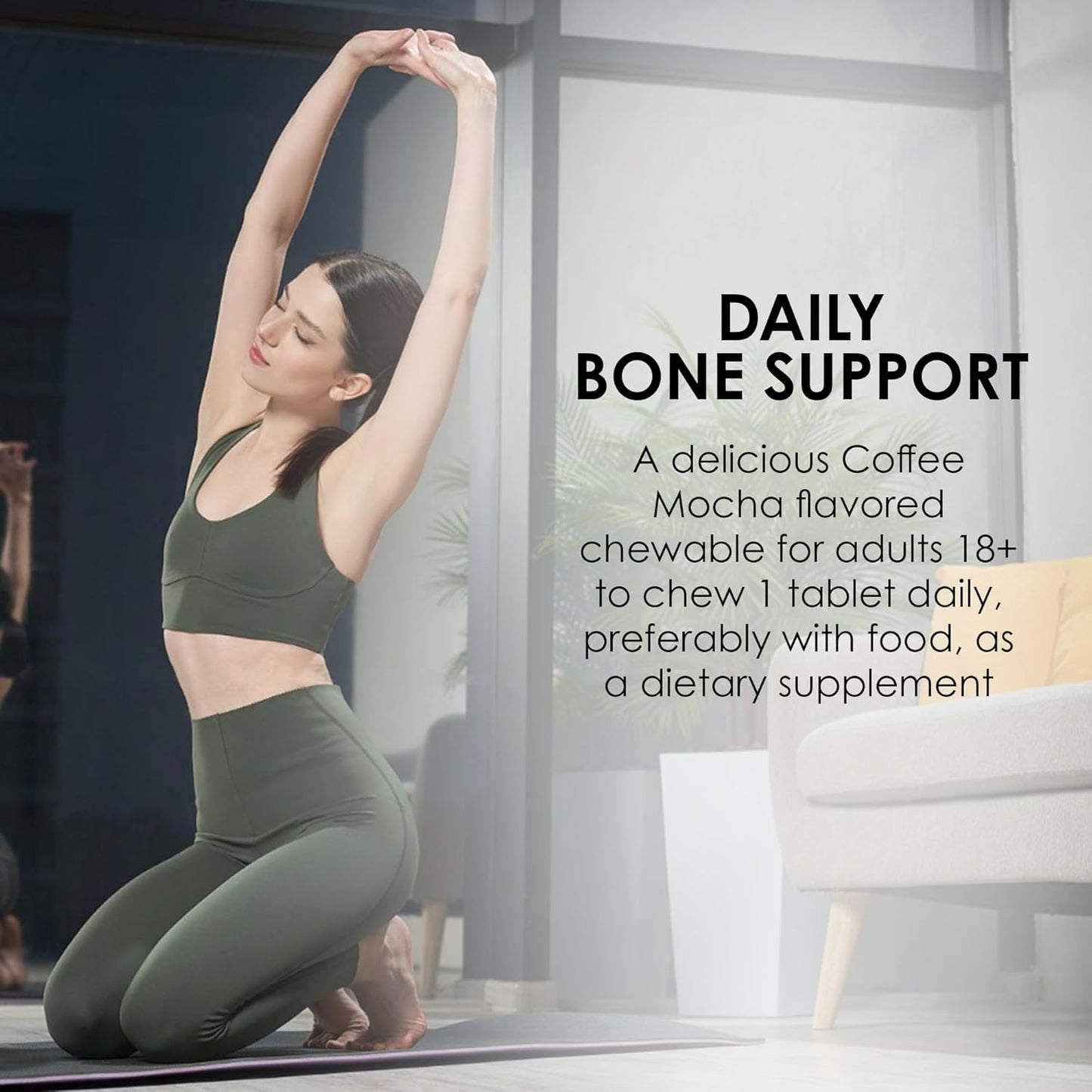 MASON NATURAL Calcium 600 mg with Vitamin D3 Chewables - Coffee Mocha Flavor, 100 Day Supply for Strong Bones & Muscle Health