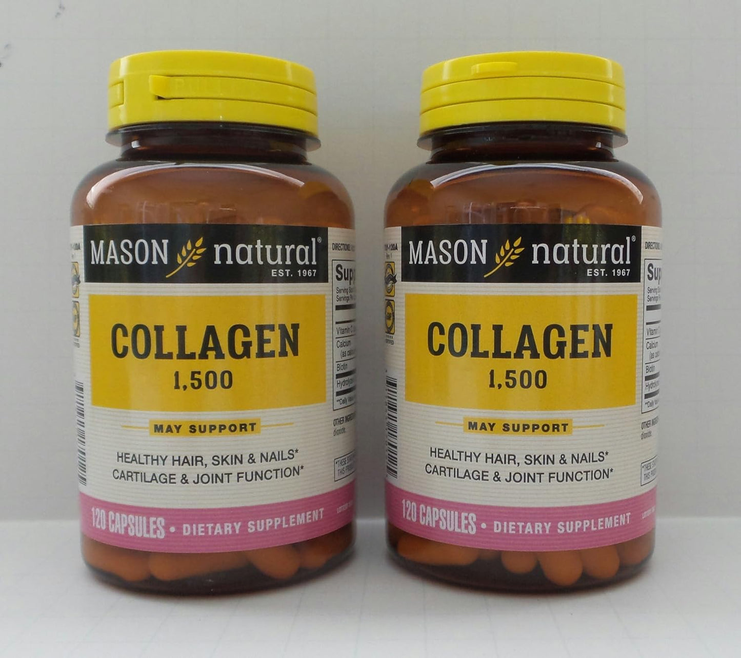 Mason Natural Collagen with Biotin & Vitamin C, 1500mg, 240 Capsules (2-Pack)