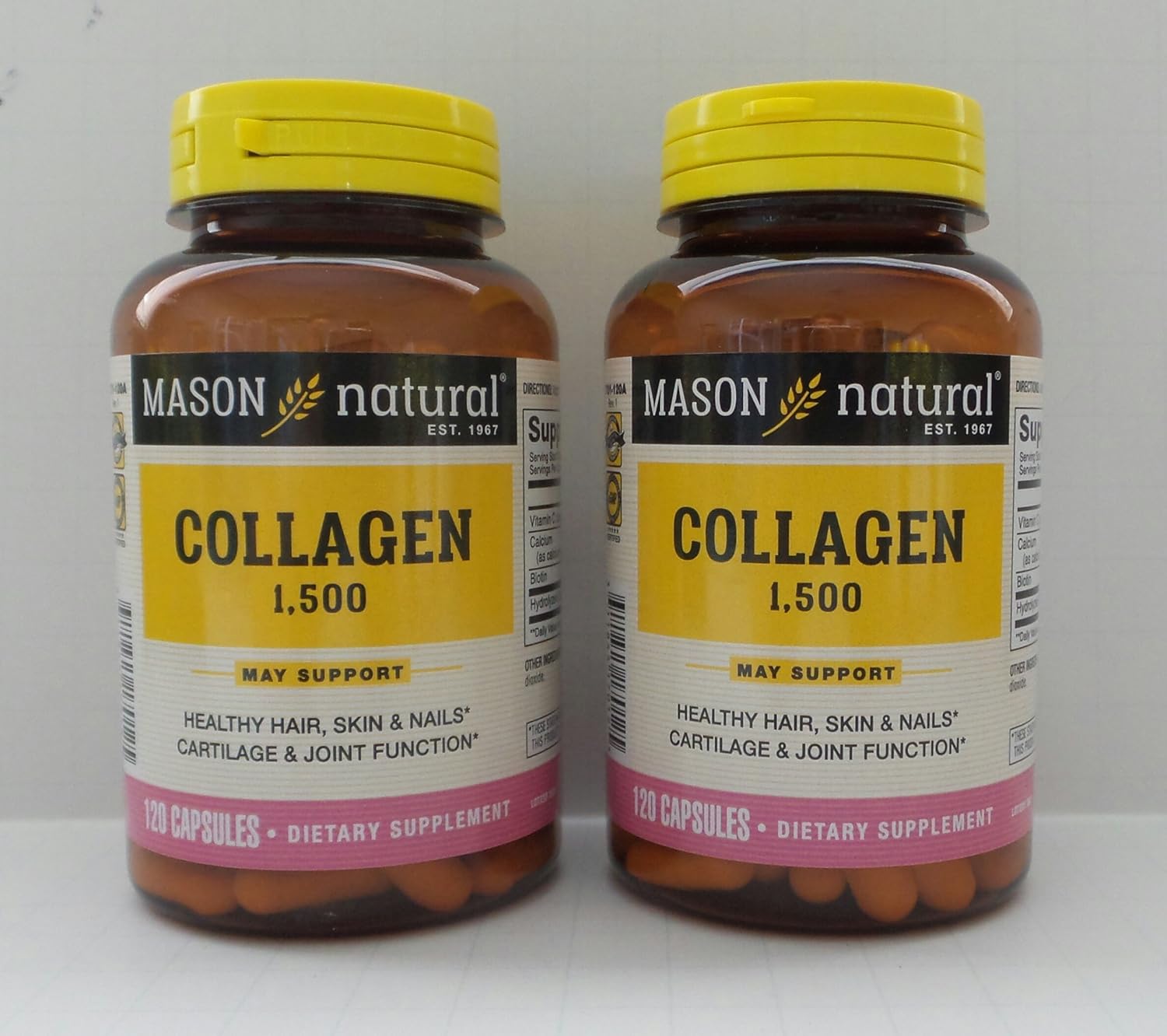Mason Natural Collagen with Biotin & Vitamin C, 1500mg, 240 Capsules (2-Pack)