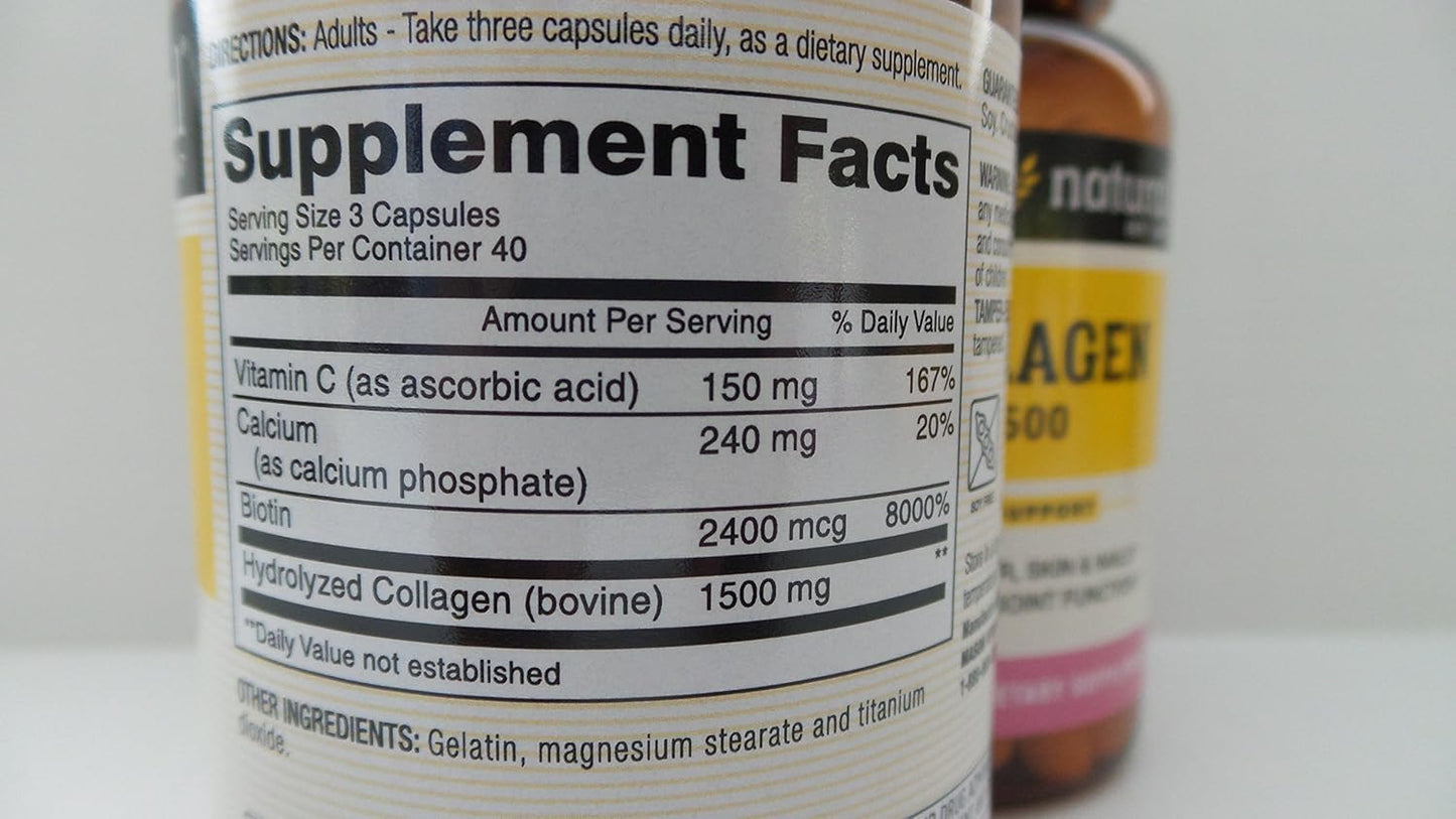 Mason Natural Collagen with Biotin & Vitamin C, 1500mg, 240 Capsules (2-Pack)