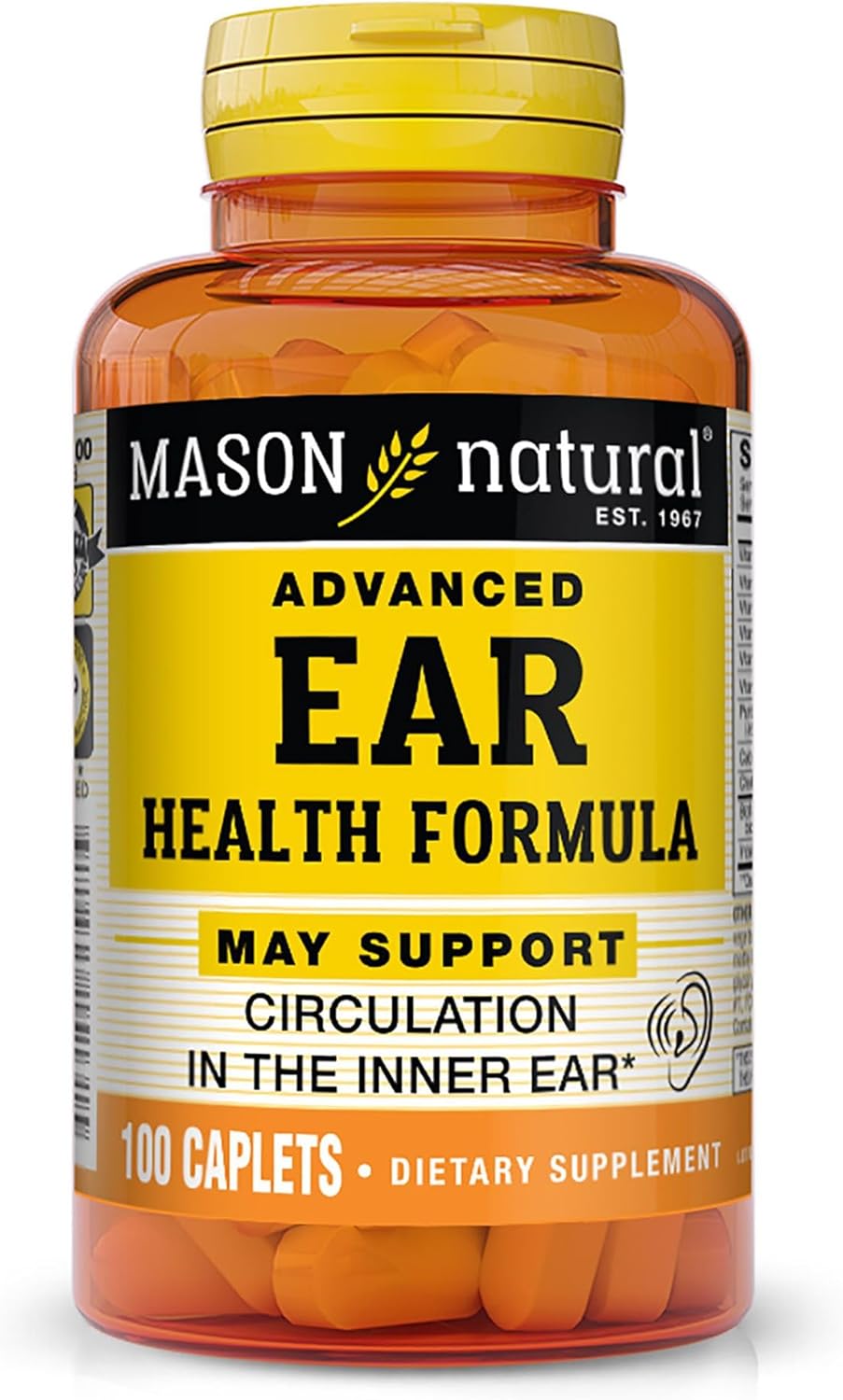 MASON NATURAL Ear Health Formula - Promotes Inner Ear Circulation, Relieves Ringing Ears, 100 Caplets