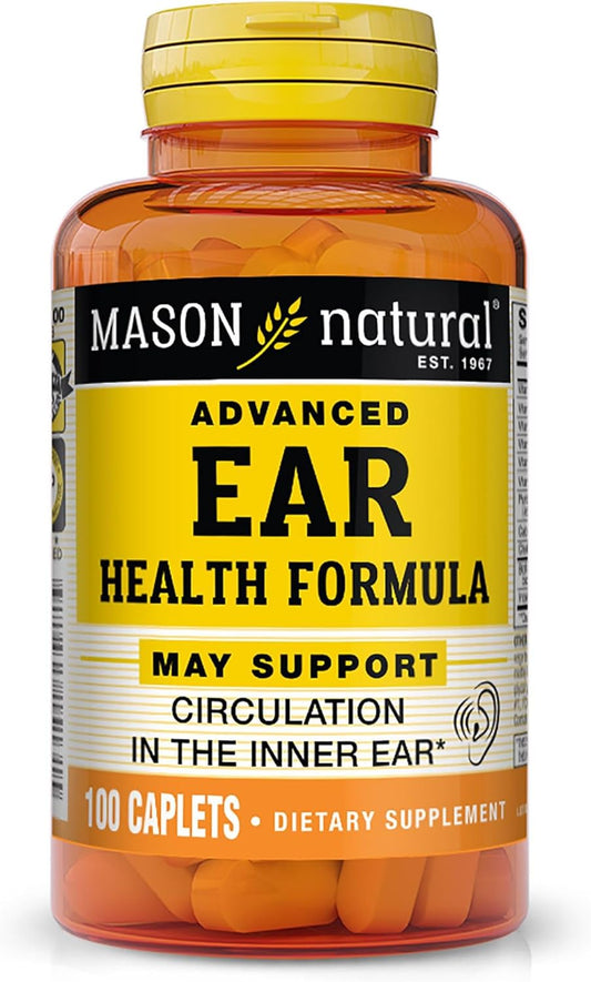 MASON NATURAL Ear Health Formula - Promotes Inner Ear Circulation, Relieves Ringing Ears, 100 Caplets