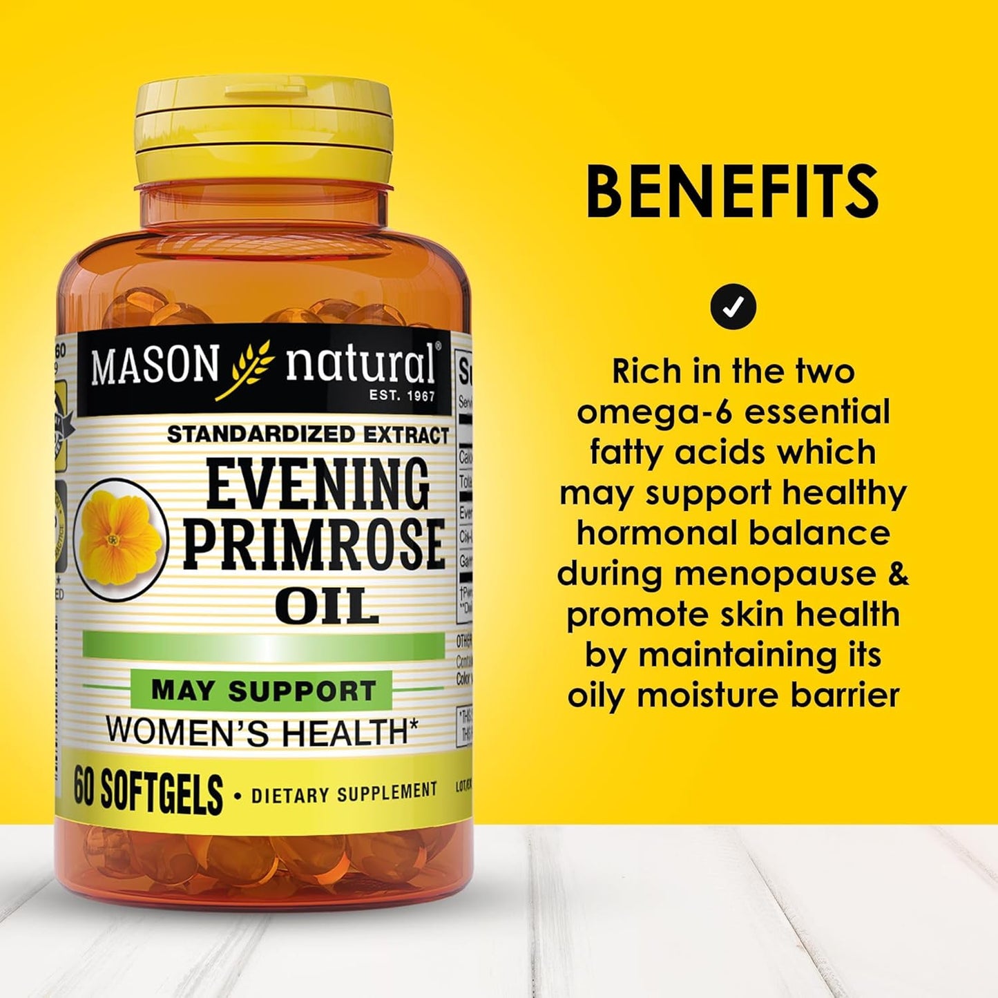 MASON NATURAL Evening Primrose Oil Softgels - 1 Month Supply for Women's Health - Dietary Supplement
