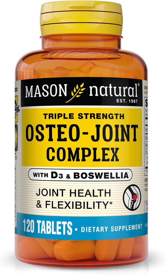 Mason Natural Osteo-Joint Complex with Triple Strength D3 & Boswellia - Enhanced Formula for Joint Support and Flexibility, 120 Tablets