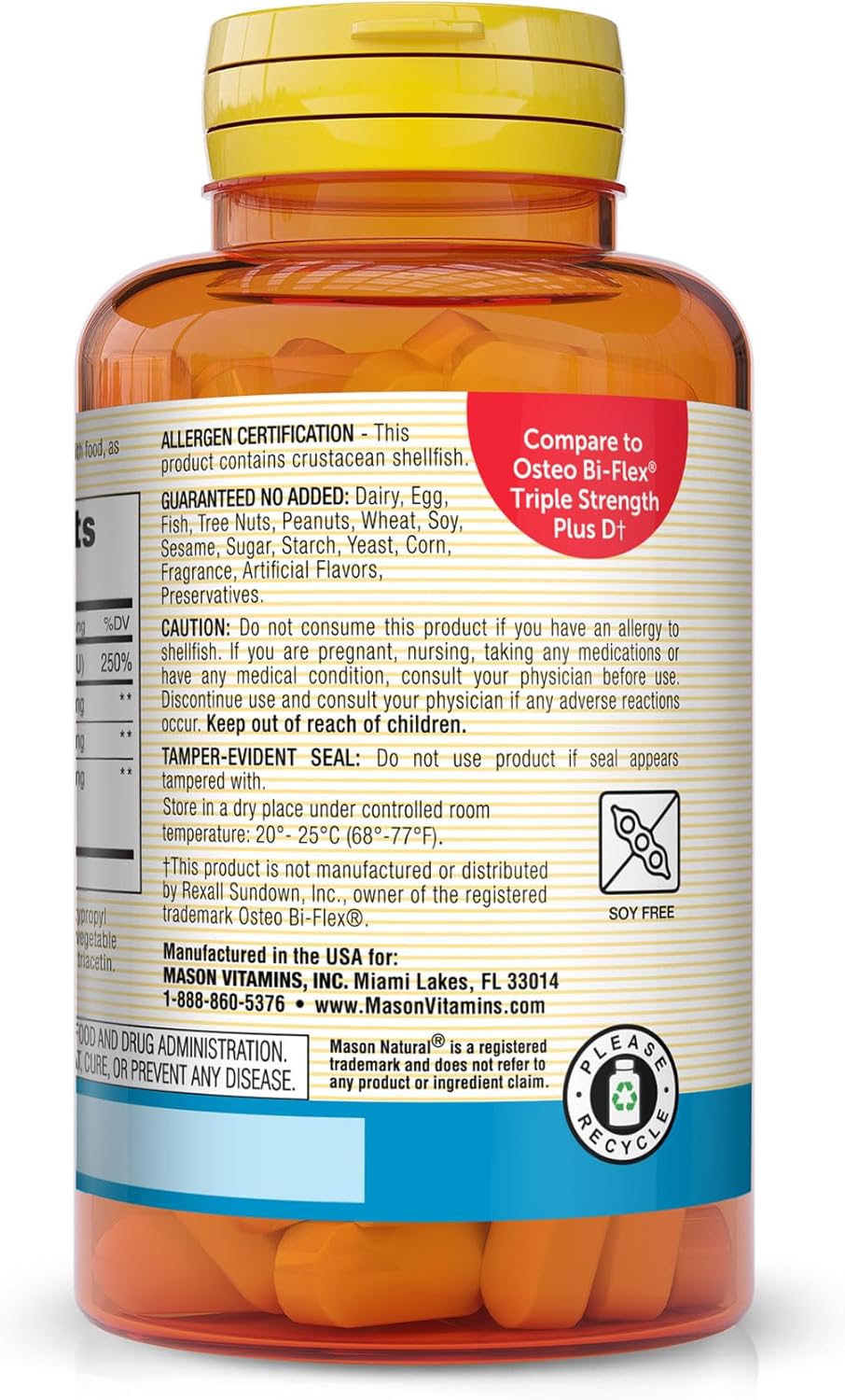 Mason Natural Osteo-Joint Complex with Triple Strength D3 & Boswellia - Enhanced Formula for Joint Support and Flexibility, 120 Tablets