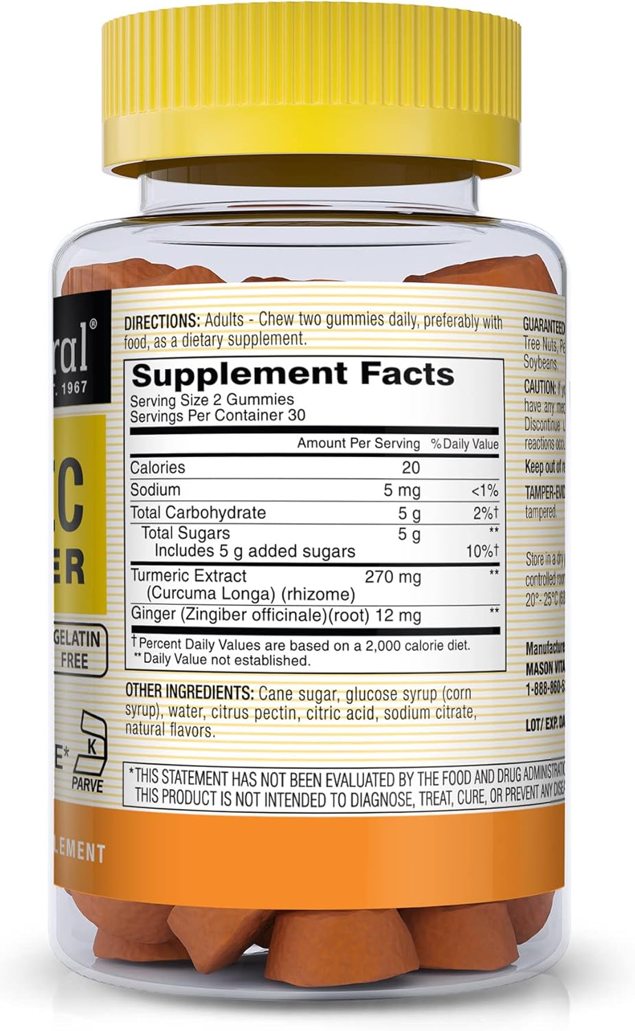 MASON NATURAL Turmeric Ginger Gummies - Large 2.5 lb Resealable Bag