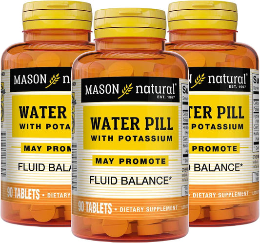 Mason Natural Water Pill with Potassium and Calcium - Supports Fluid Balance, Relieves Bloating and Swelling - Natural Diuretic Supplement, 270 Tablets