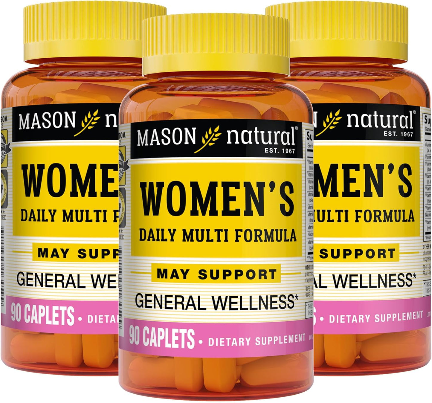 MASON NATURAL Women's Daily Multivitamin with 21 Essential Nutrients, Promotes Wellness and Health, 270 Caplets