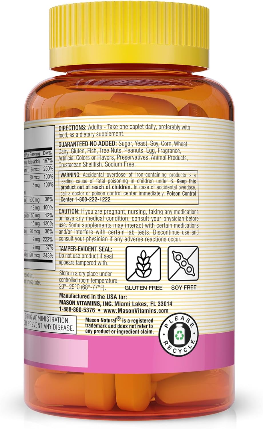 MASON NATURAL Women's Daily Multivitamin with 21 Essential Nutrients, Promotes Wellness and Health, 270 Caplets