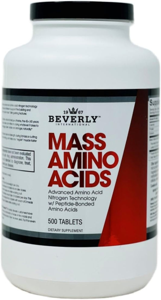 Mass Amino Acids for Muscle Recovery - 500 Tabs, Ideal for Pre-Post Workout and Meal Use