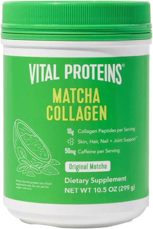 Matcha Green Tea Collagen Peptides Powder Supplement by Vital Proteins - Original Flavor, 10.5 oz