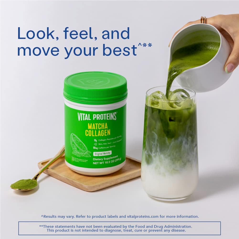 Matcha Green Tea Collagen Peptides Powder Supplement by Vital Proteins - Original Flavor, 10.5 oz