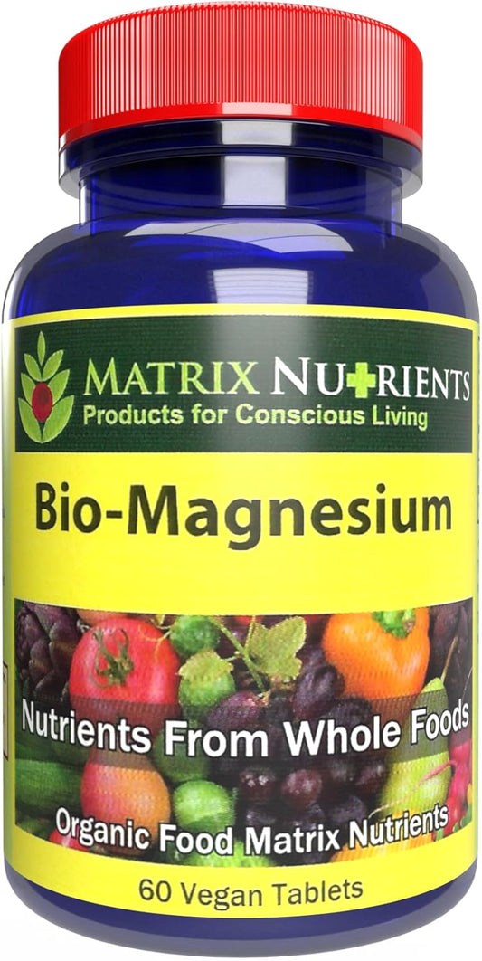 Matrix Nutrients BIO-Magnesium - Vegan Tablets (60ct) for Energy, Blood Pressure, Muscle Function, Sleep, Nerve Function, and Blood Sugar Levels - Premium Magnesium Supplement