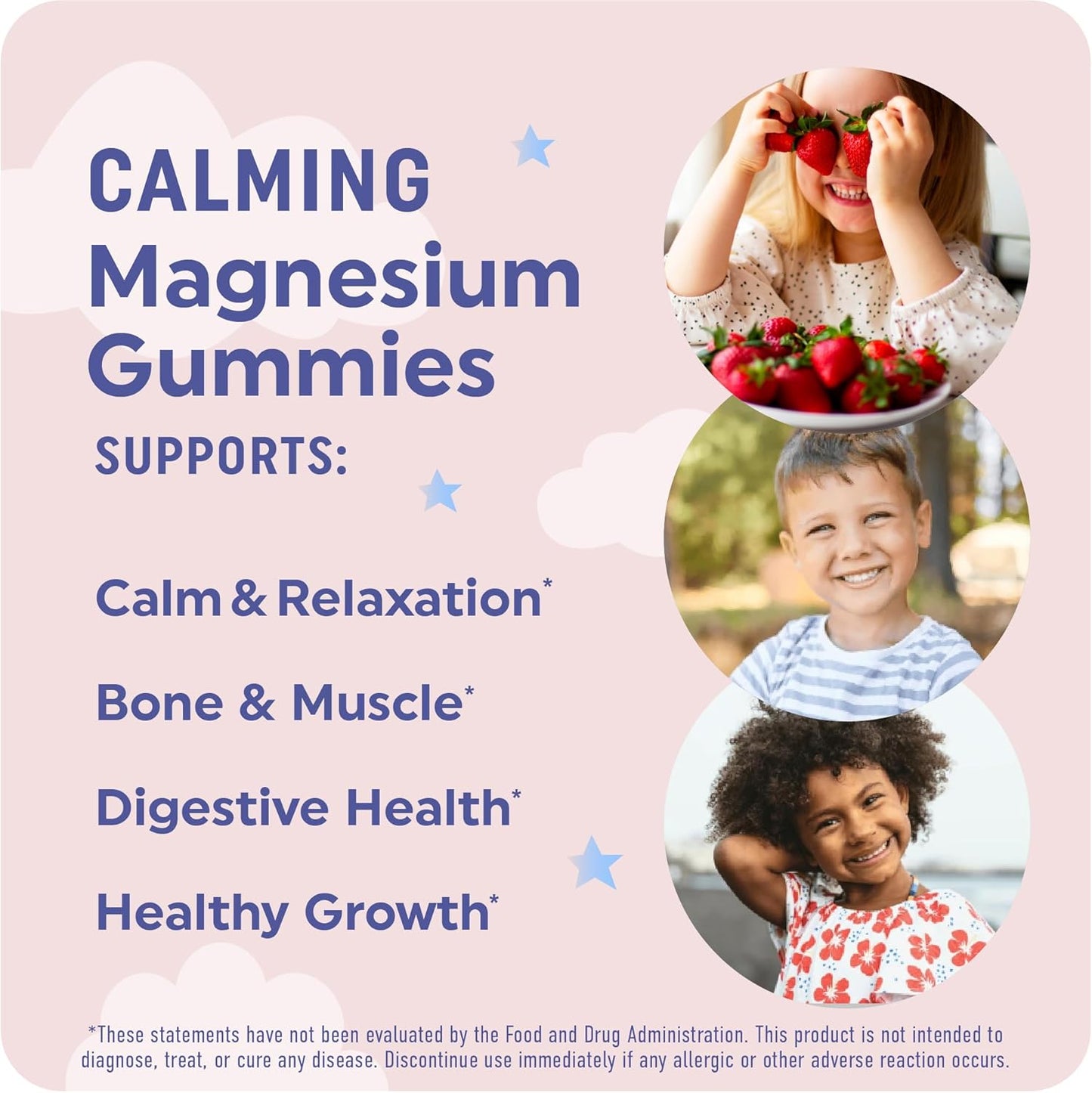 MAV NUTRITION Calm Gummies for Kids with Magnesium, Chamomile, and Lemon Balm | Natural Sleep Aid for Children | Non-GMO, Gluten-Free, 60ct