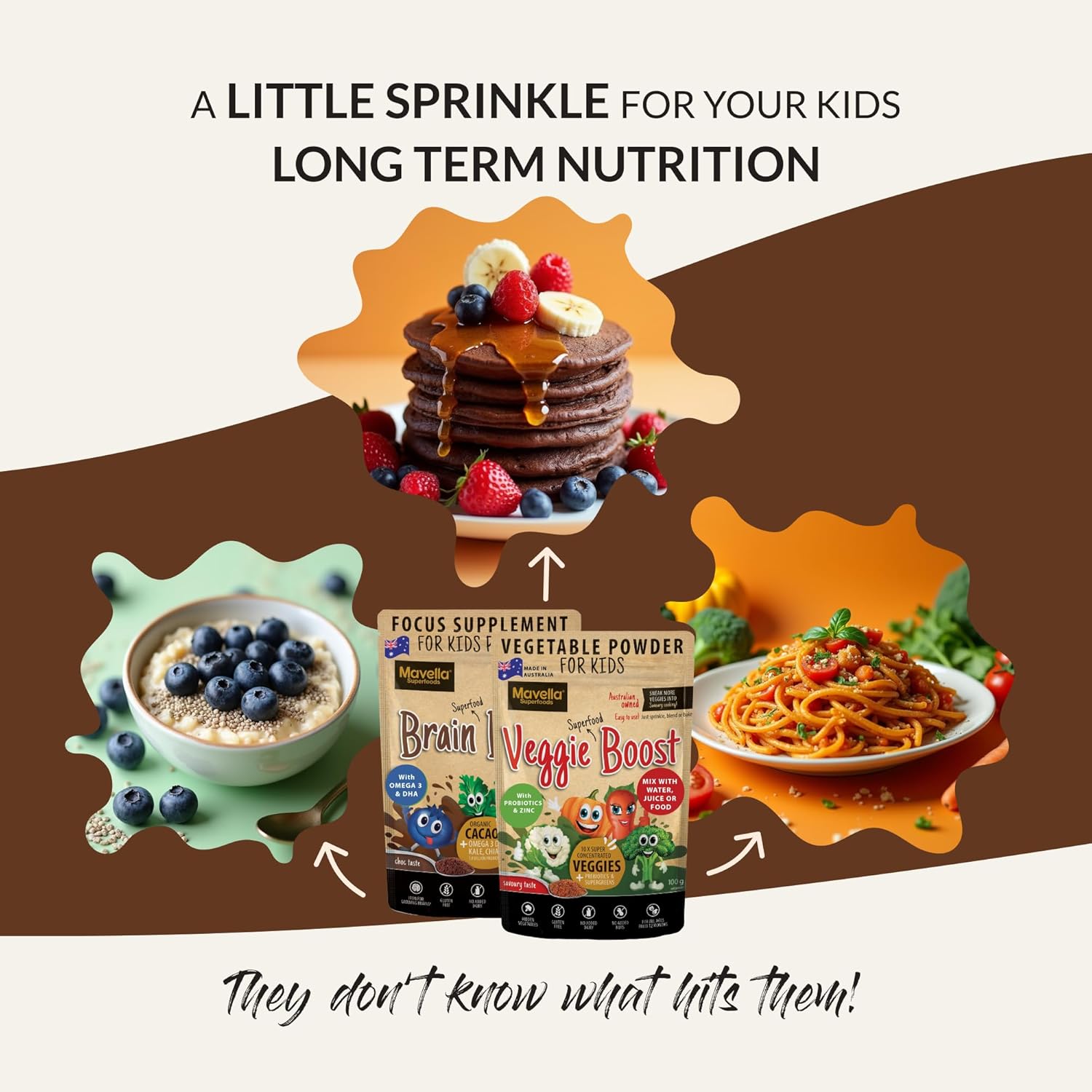 Mavella Kids Vegetable Powder: Probiotics, Fiber, Super Greens, Pea Protein, Nutritious Savoury Supplement (200g)