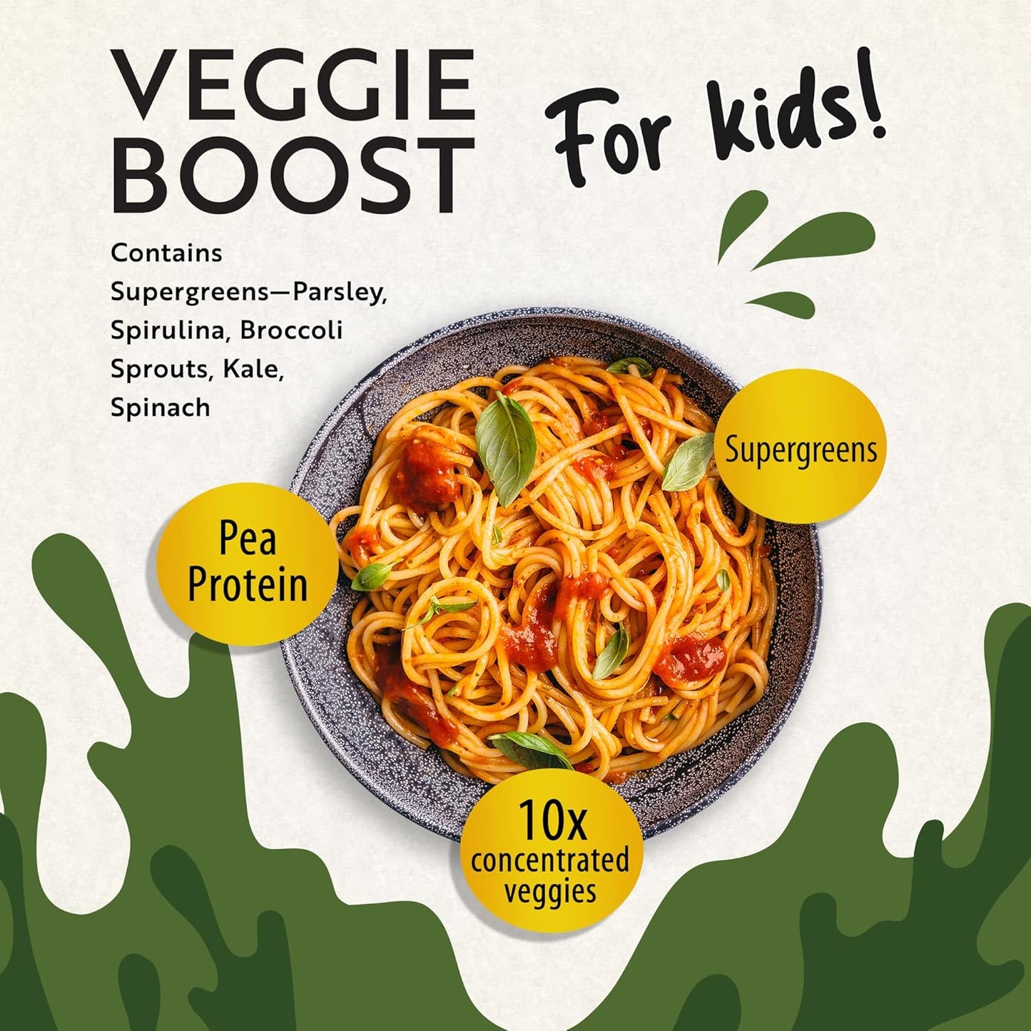 Mavella Kids Veggie Boost Powder with Probiotics, Fibers, Super Greens, and Pea Protein - Nutritious Savoury Flavored Supplement (3.52oz)