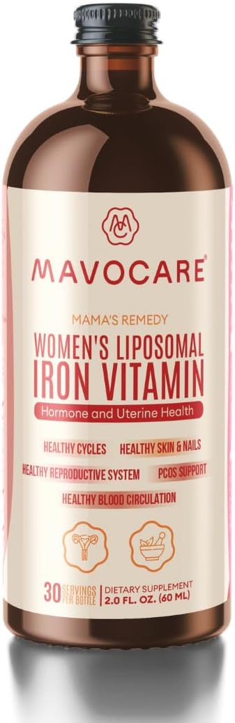 MavoCare Liposomal Iron and Beetroot Vitamin for Women's Health, Fertility, and Hormone Balance - Vegan Formula for Hair, Nails, and Blood Circulation - 15.2 fl oz