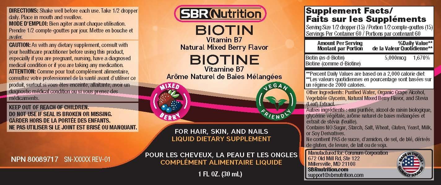 Max Absorption Biotin Liquid Drops - Mixed Berry Flavor, 5000mcg Per Serving, 60 Servings, Vegan, Healthy Hair & Nail Support