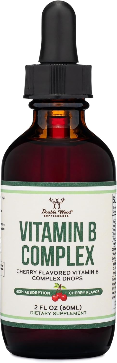 Max Absorption Liquid Vitamin B Complex Cherry Flavor - 2 FL OZ - 2 Month Supply - B3, B6, B7, B9, B12