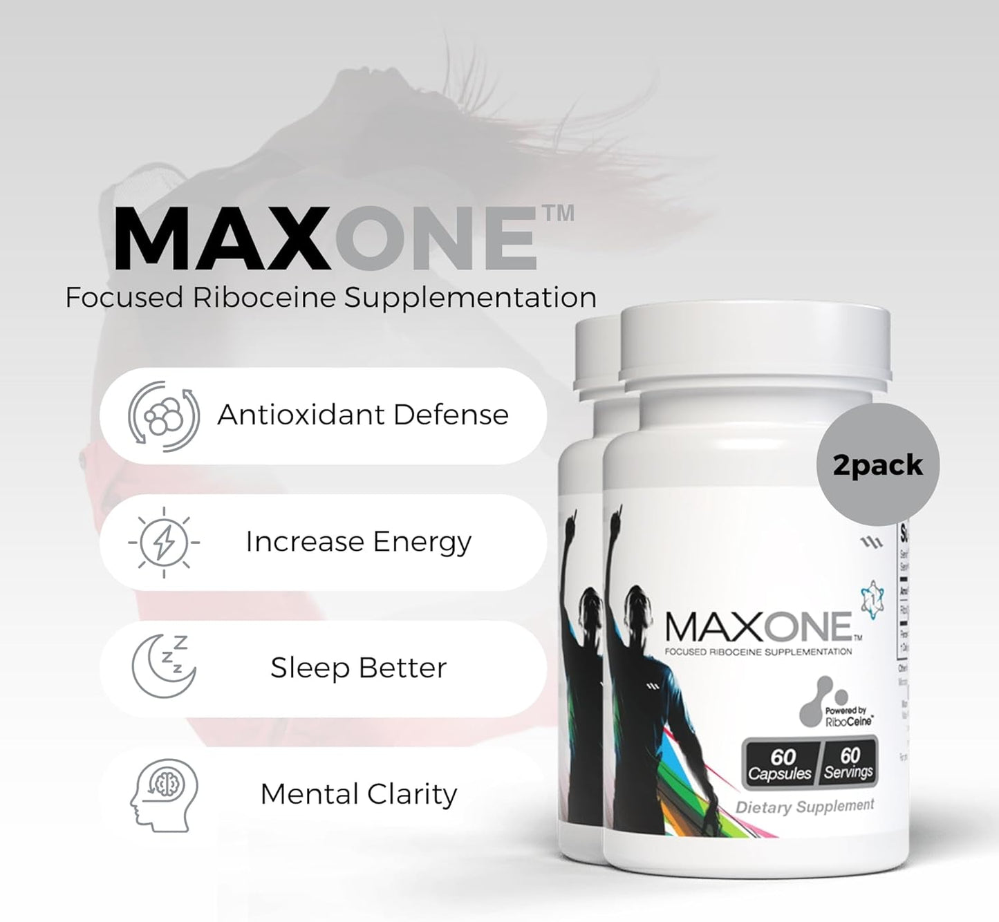 Max International Max One Riboceine Supplement - 60 Vegetable Capsules (Pack of 2) - 30 Servings