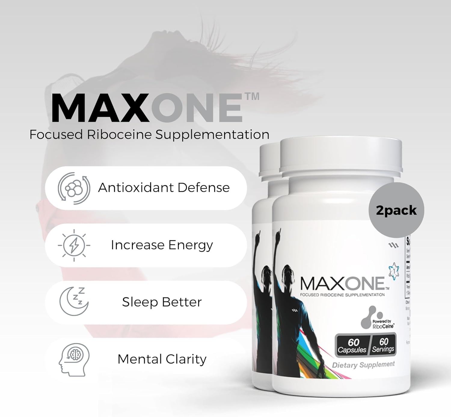 Max International Max One Riboceine Supplement - 60 Vegetable Capsules (Pack of 2) - 30 Servings