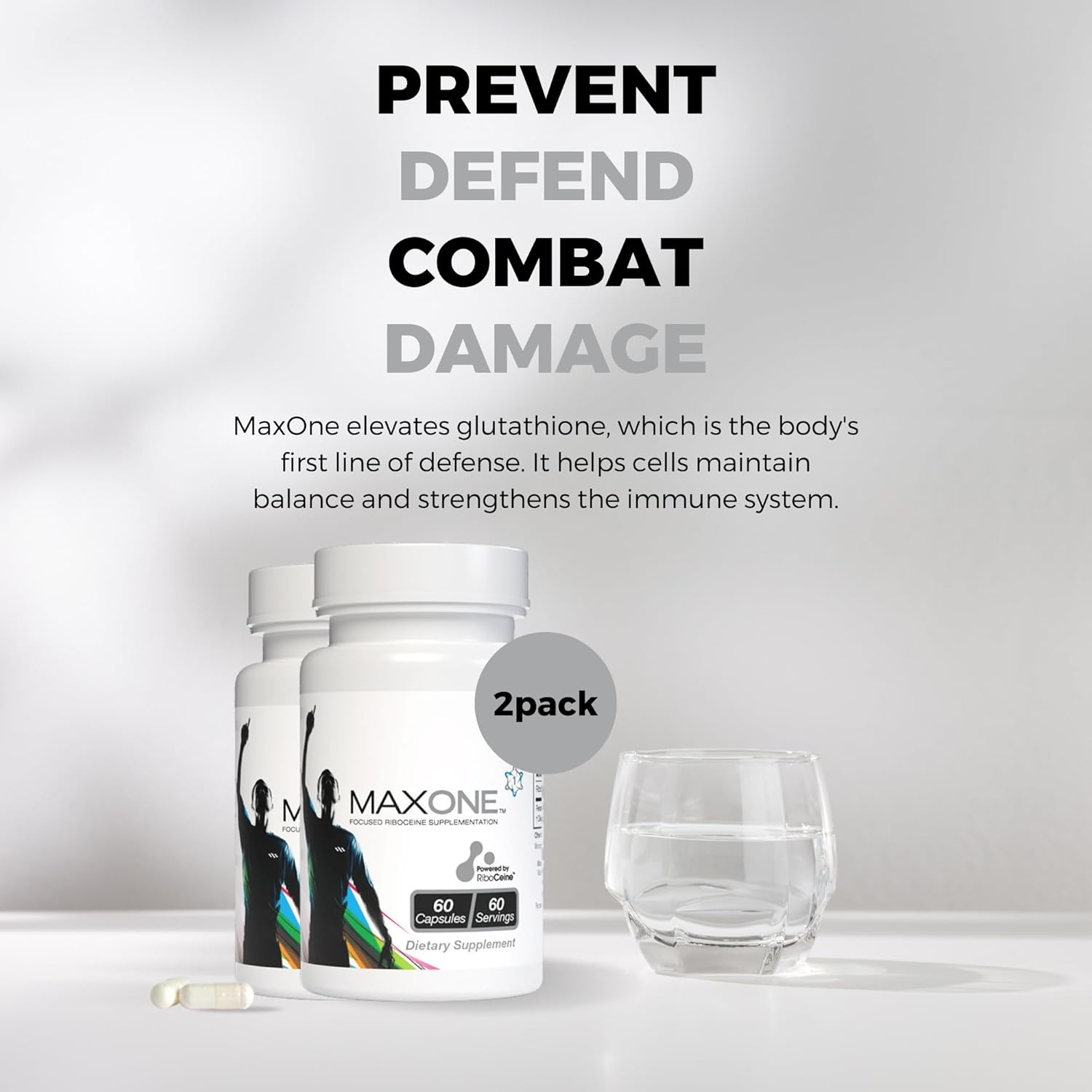 Max International Max One Riboceine Supplement - 60 Vegetable Capsules (Pack of 2) - 30 Servings