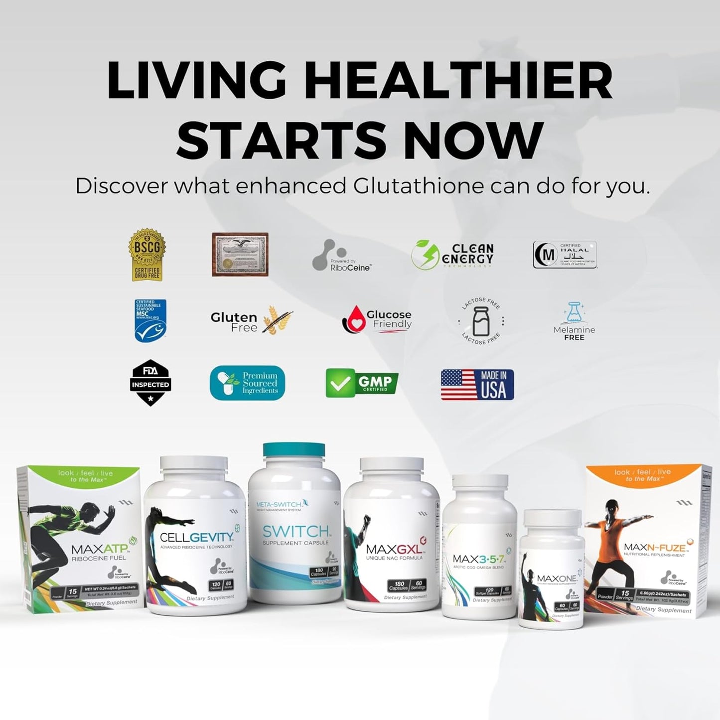 Max International Max One Riboceine Supplement - 60 Vegetable Capsules (Pack of 2) - 30 Servings