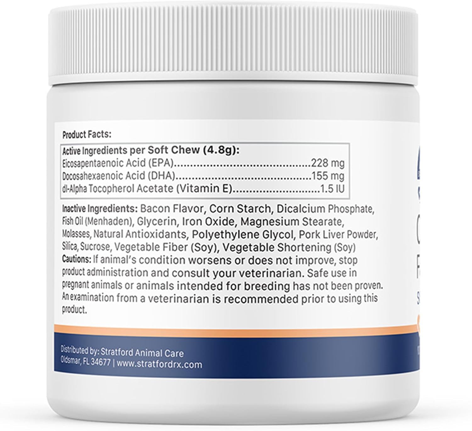 Max Strength Omega 3 Fatty Acid Soft Chews for Small & Medium Dogs - Fish Oil Dog Supplement - 60 Soft Chews by Stratford Pharmaceuticals