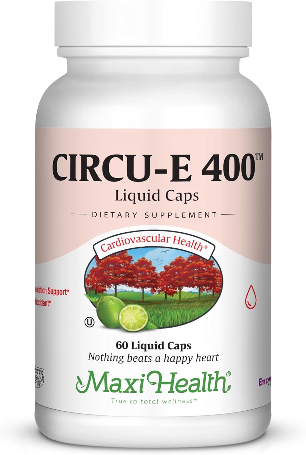 Maxi Health Circu-E 400 IU Capsules - Natural Vitamin E for Body's Defense System - 60 Capsules - Kosher Formula