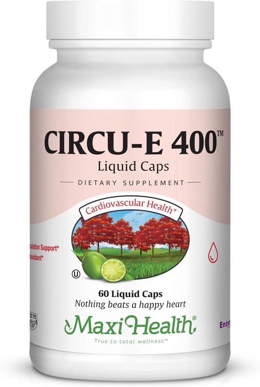 Maxi Health Circu-E 400 IU Capsules - Natural Vitamin E for Body's Defense System - 60 Capsules - Kosher Formula