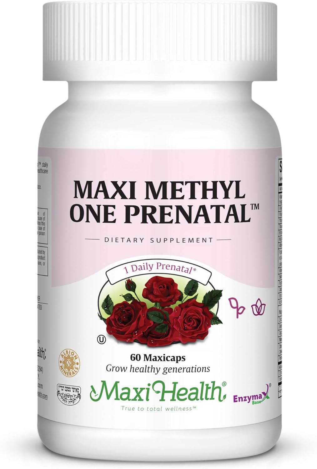 Maxi Health Maxi One Per Day Prenatal Formula - 60 Count, Methylated Folate, Gentle Iron