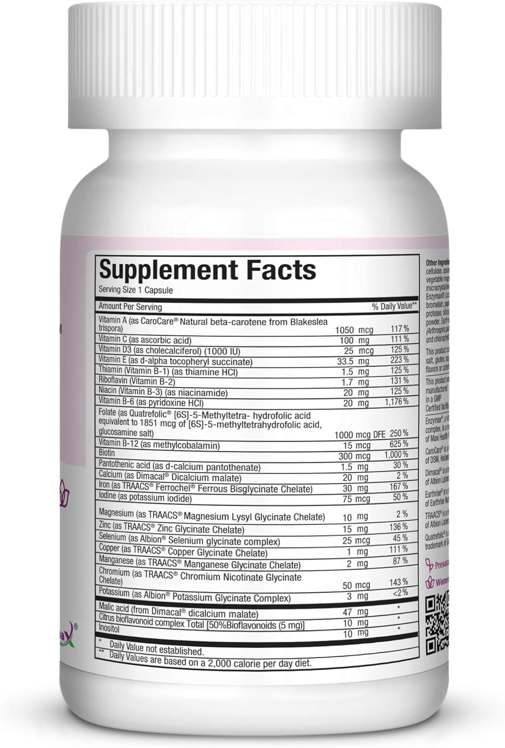 Maxi Health Maxi One Per Day Prenatal Formula - 60 Count, Methylated Folate, Gentle Iron