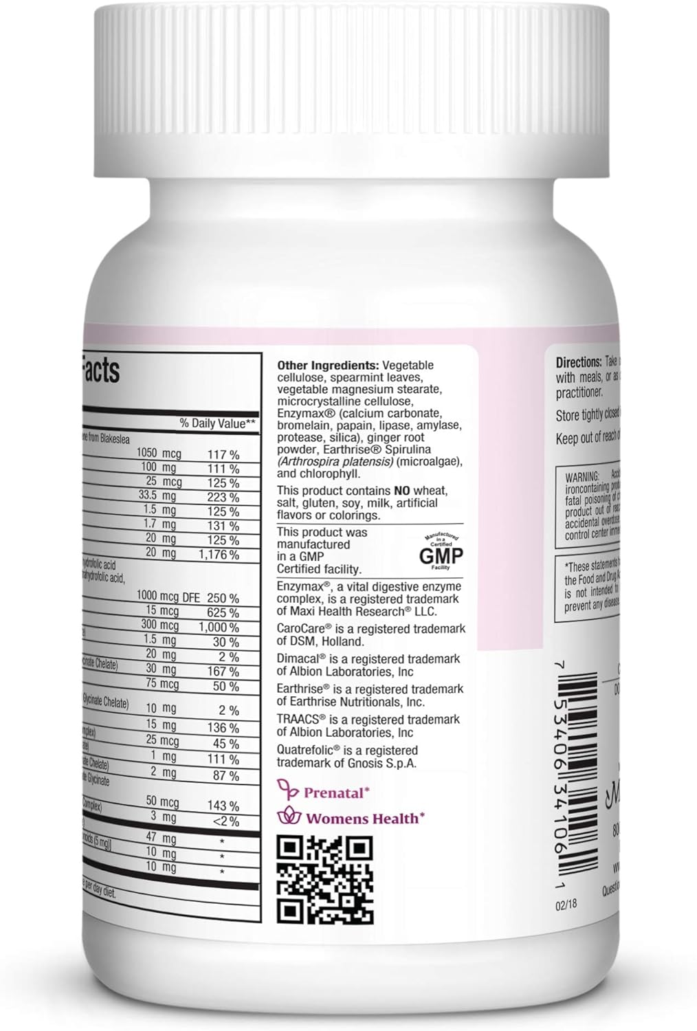 Maxi Health Maxi One Per Day Prenatal Formula - 60 Count, Methylated Folate, Gentle Iron