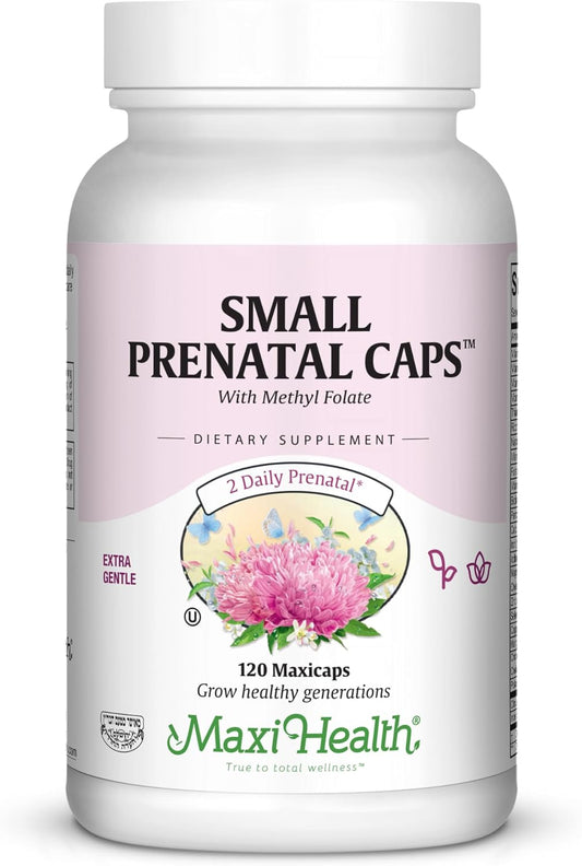 Maxi Health Maxi Small Prenatal Capsules - 120 ct with Methyl Folate - Supports Pregnancy Health
