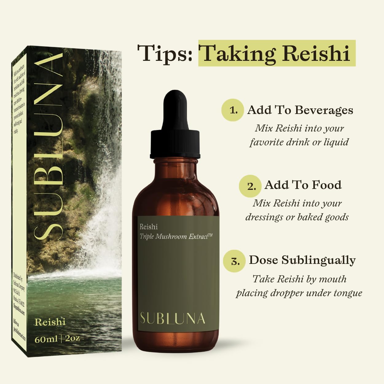 Maximum Potency SUBLUNA Reishi Triple Extract Tincture for Immune Support, Stress Relief, and Mood Balance - Powerful Adaptogen Liquid Drops