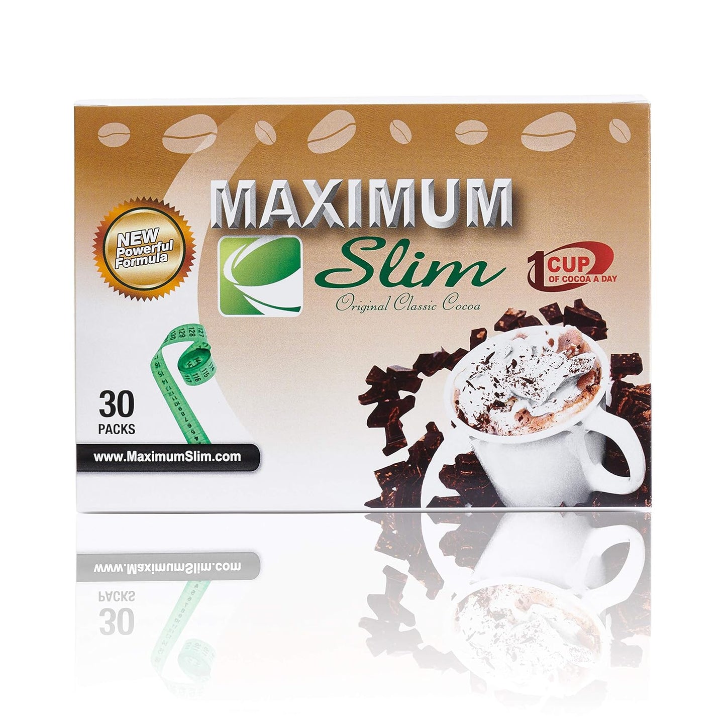 Maximum Slim Premium Instant Cocoa - Creamy 4-in-1 Formula with Natural Herbal Extracts for Energy & Vitality, Maximum Satisfaction & Taste - Laxative-Free, USA Made - 30 Ct