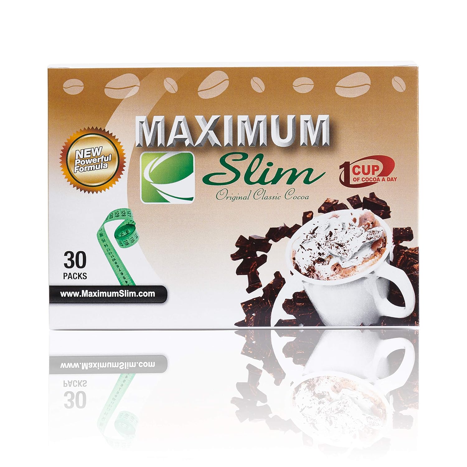 Maximum Slim Premium Instant Cocoa - Creamy 4-in-1 Formula with Natural Herbal Extracts for Energy & Vitality, Maximum Satisfaction & Taste - Laxative-Free, USA Made - 30 Ct