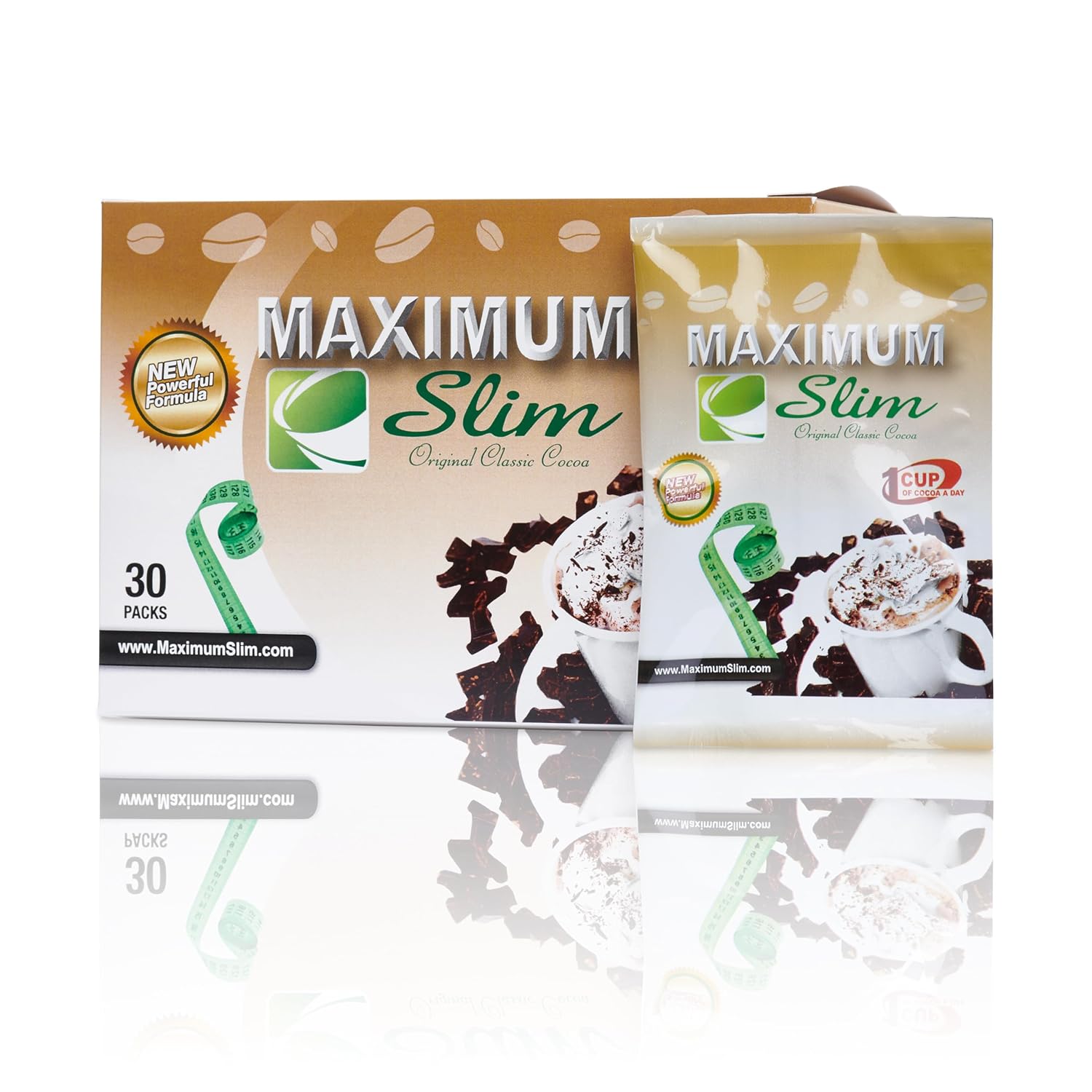 Maximum Slim Premium Instant Cocoa - Creamy 4-in-1 Formula with Natural Herbal Extracts for Energy & Vitality, Maximum Satisfaction & Taste - Laxative-Free, USA Made - 30 Ct