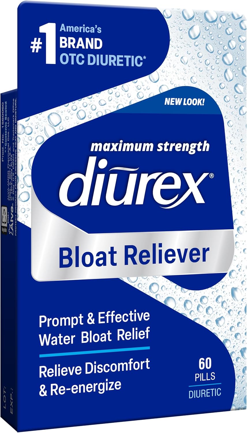 Maximum Strength Diurex Ultimate Water Pills - 60 Count - Relieve Water Bloat and Re-Energize