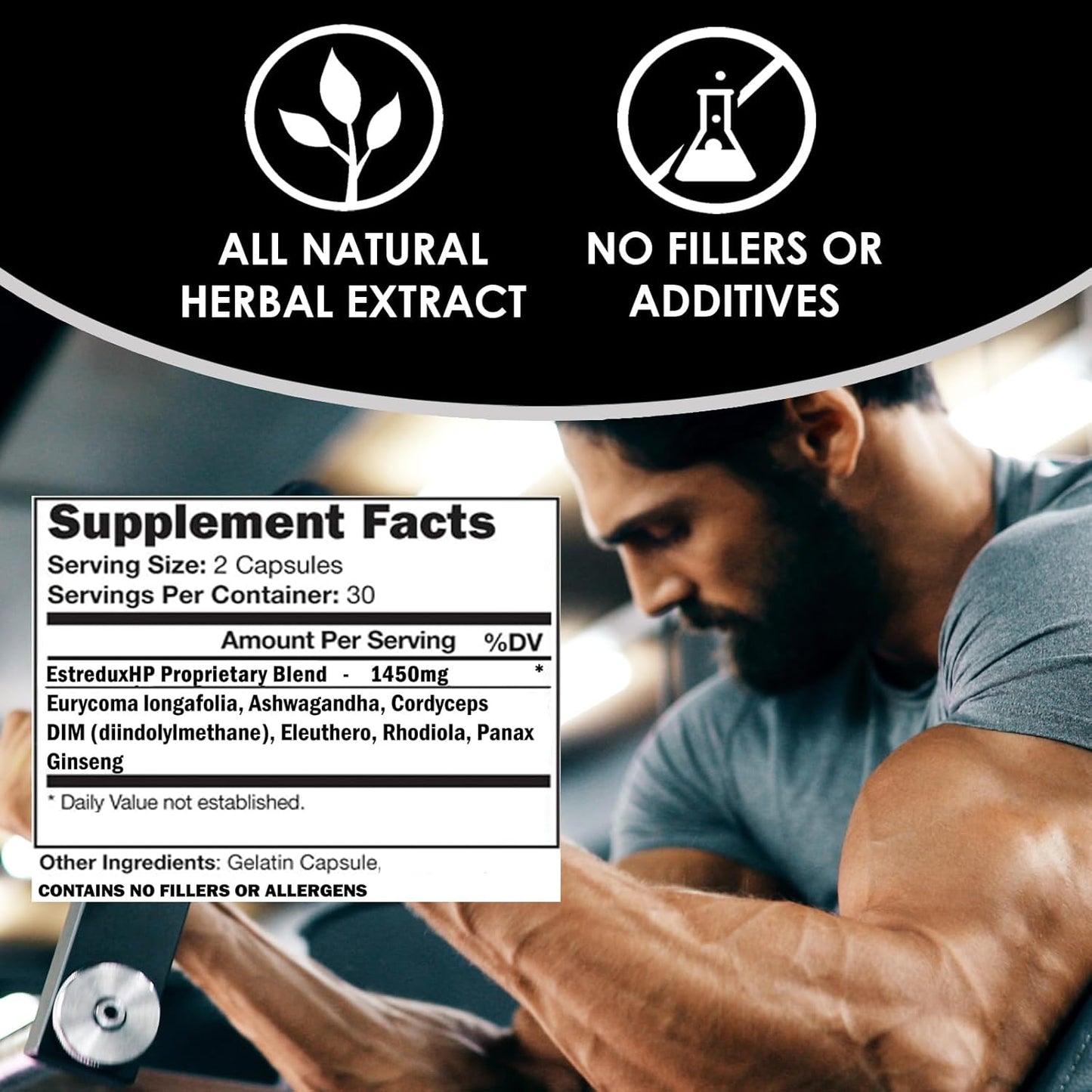 Maximum Strength Estrogen Blocker for Men - 1450mg Hormone Support with DIM, Tongkat Ali, Ashwagandha - 60 Capsules