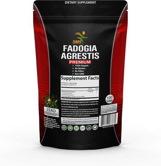 Maximum Strength Fadogia Agrestis Extract Pills - 1,000mg Servings for Athletic Performance | Organic Non GMO Supplement - 100 Veggie Capsules