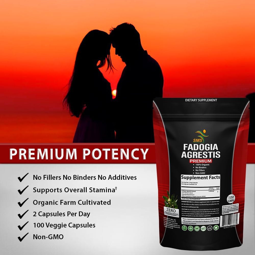 Maximum Strength Fadogia Agrestis Extract Pills - 1,000mg Servings for Athletic Performance | Organic Non GMO Supplement - 100 Veggie Capsules