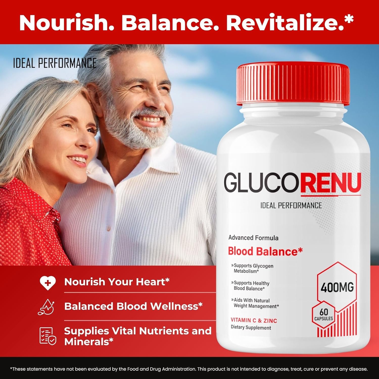 Maximum Strength Gluco Renu Glyco Support Capsules - All Natural Health Supplement for Wellness - 3 Pack